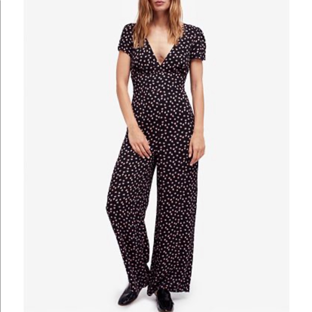 Miss Love Black Floral Jumpsuit